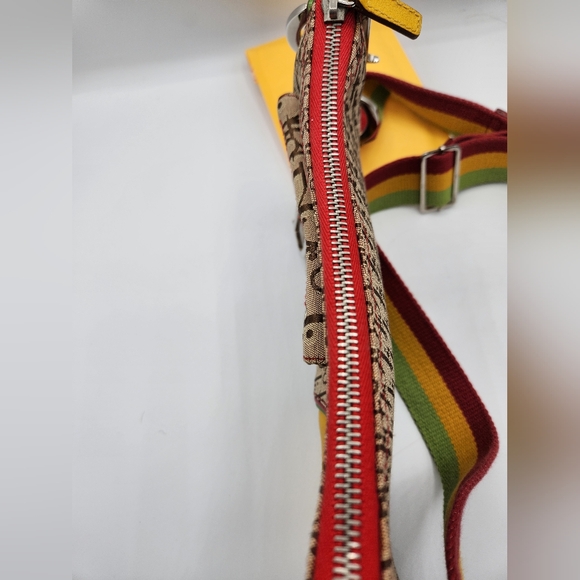 Pre-loved Vintage Christian Dior Rasta-Color Trotter Saddle Shoulder Bag - Picture 7 of 11